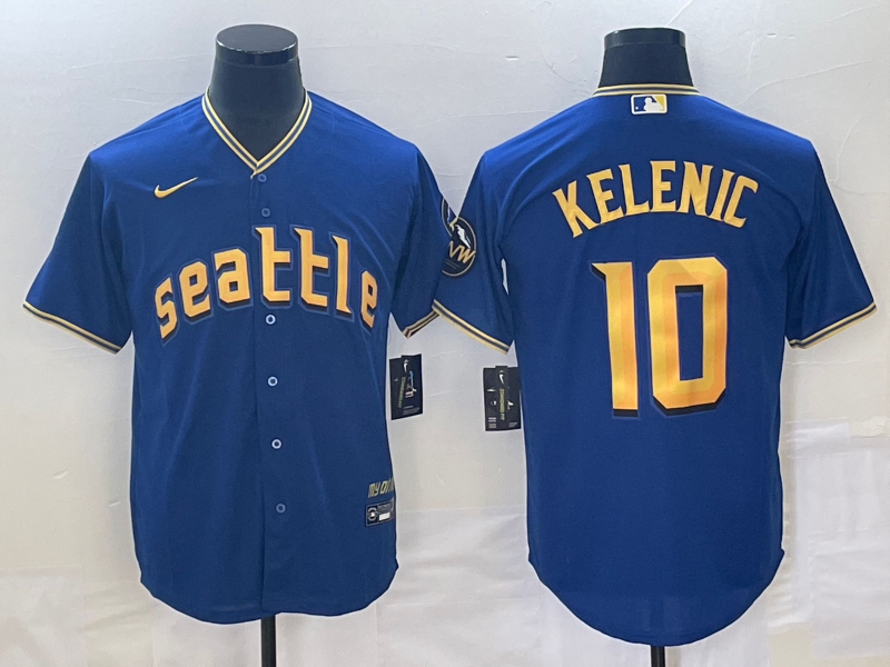 Men's Seattle Mariners Jarred Kelenic #10 Royal 2023 City Connect Jersey